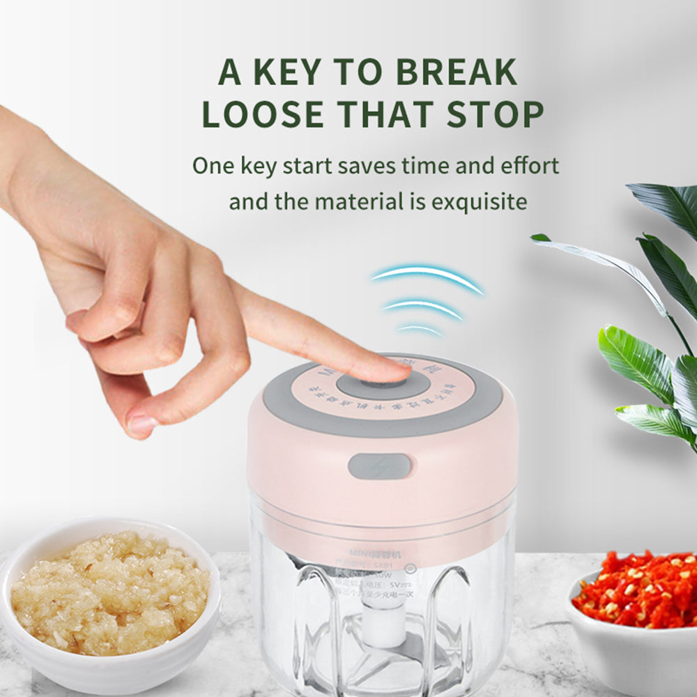 USB Rechargeable Electric Garlic Chopper - Mini Food Processor for Garlic, Ginger & Vegetables
